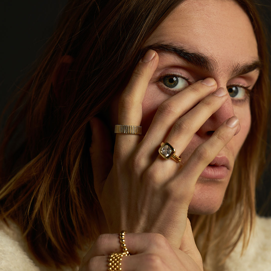 Gold Plated Silver Ridge Band Ring Gold Plated Silver Ridge Band Ring - Serge DeNimes