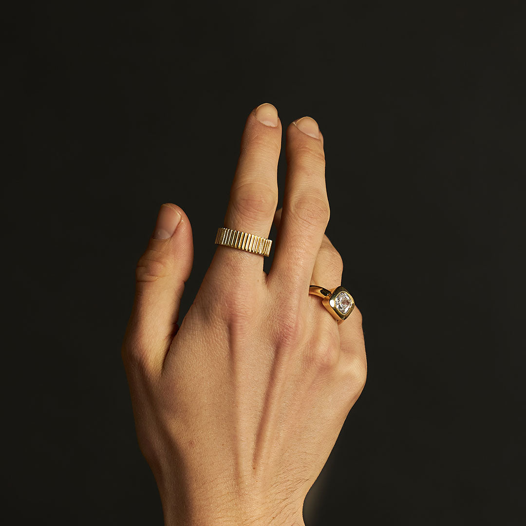 Gold Plated Silver Ridge Band Ring Gold Plated Silver Ridge Band Ring - Serge DeNimes