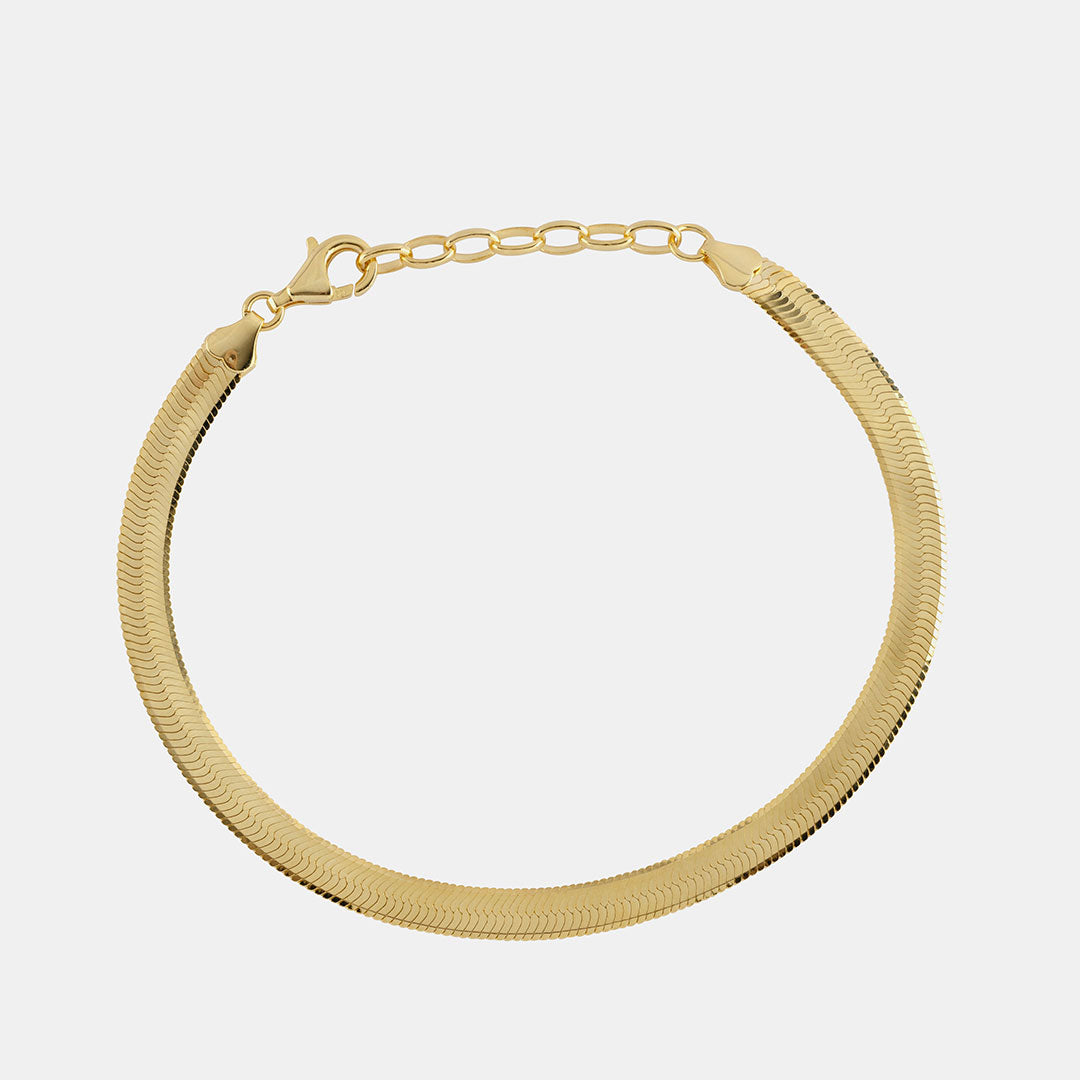 Gold Plated Silver Flat Snake Bracelet
