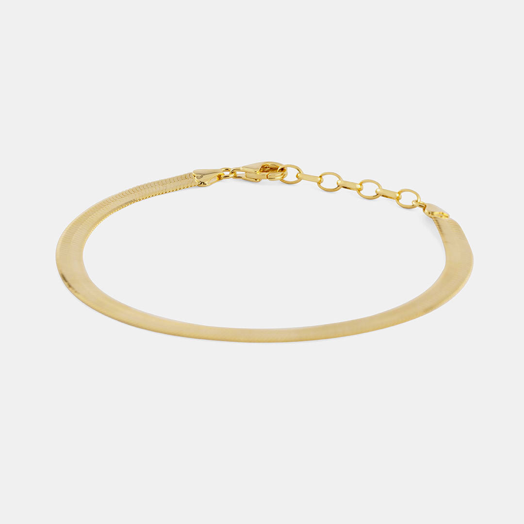 Gold Plated Silver Flat Snake Bracelet