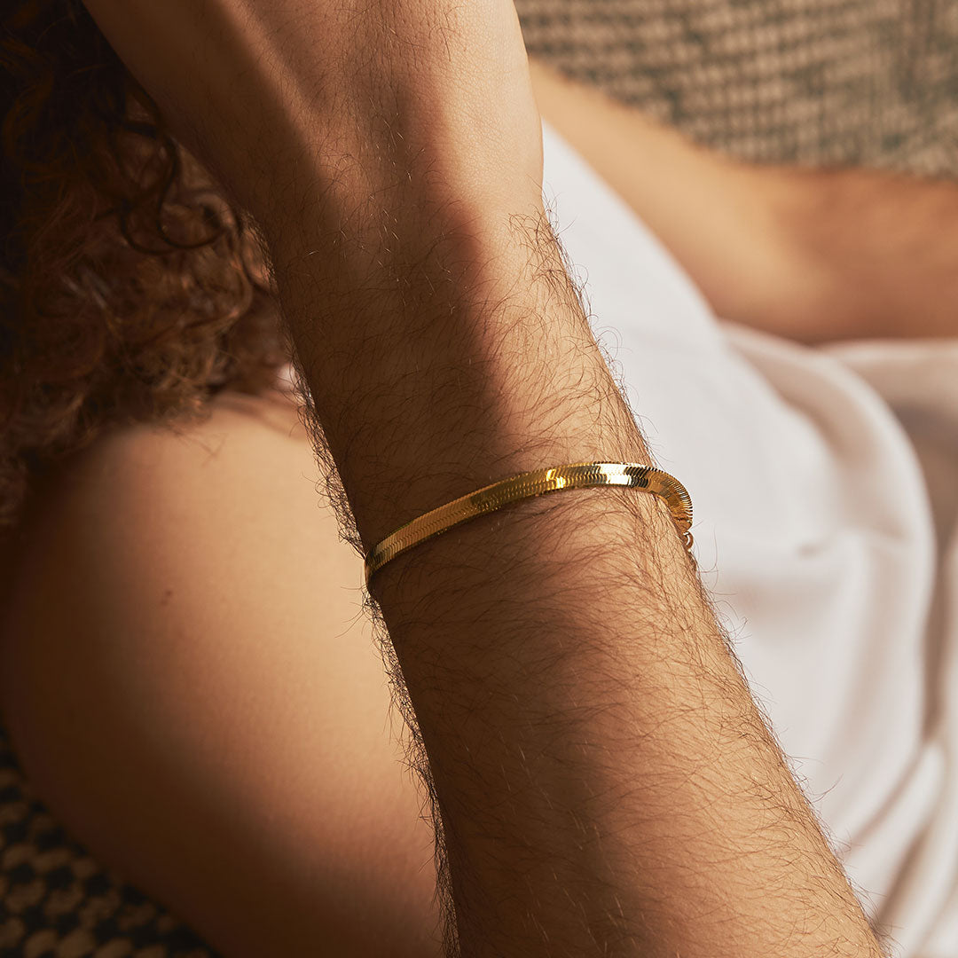 Gold Plated Silver Flat Snake Bracelet