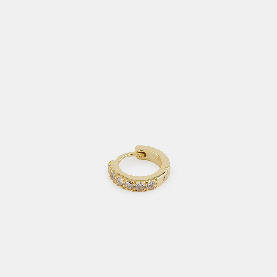 Gold Plated Silver Zirconia Hoop Earring - Serge DeNimes