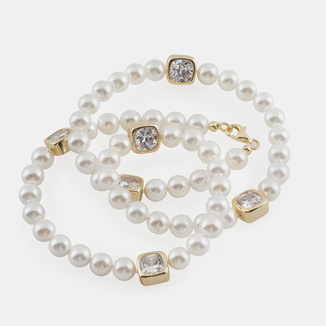 Gold Plated Silver Court Pearl Necklace - Serge DeNimes