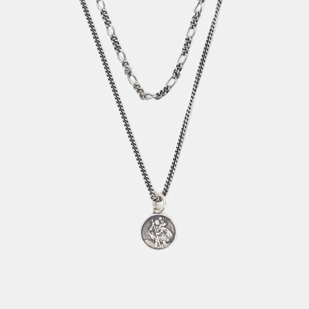 Silver St Christopher Multi Chain Necklace Silver St Christopher Multi Chain Necklace - Serge DeNimes