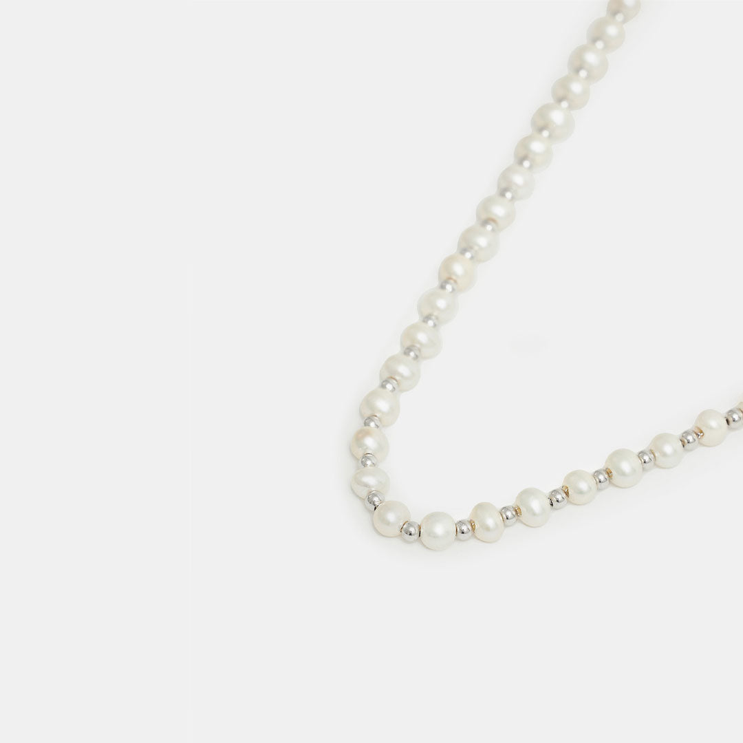 Silver Pearl Bead Necklace - Limited Edition - Serge DeNimes