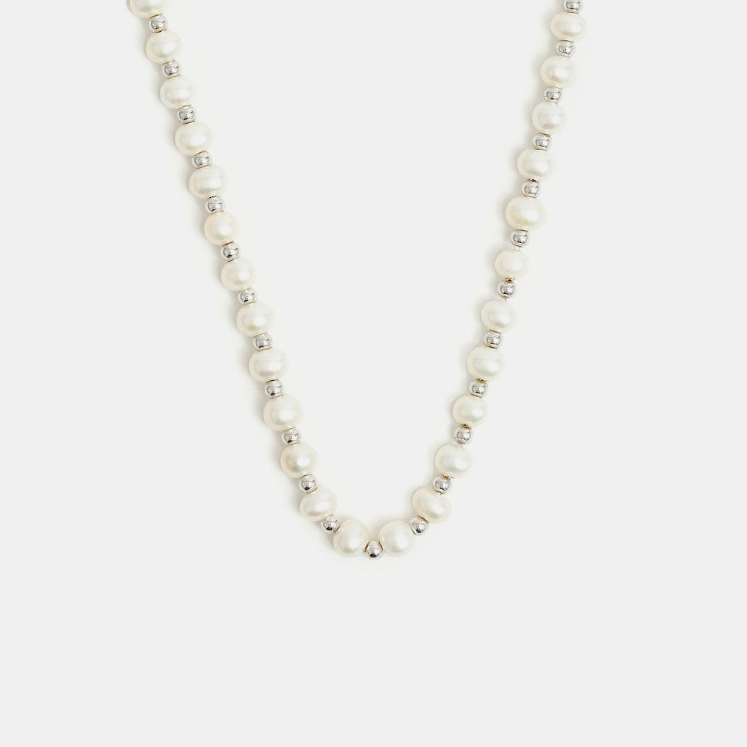 Silver Pearl Bead Necklace - Serge DeNimes