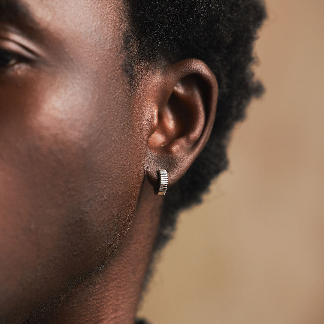 Silver Column Hoop Earring Silver Column Hoop Earring