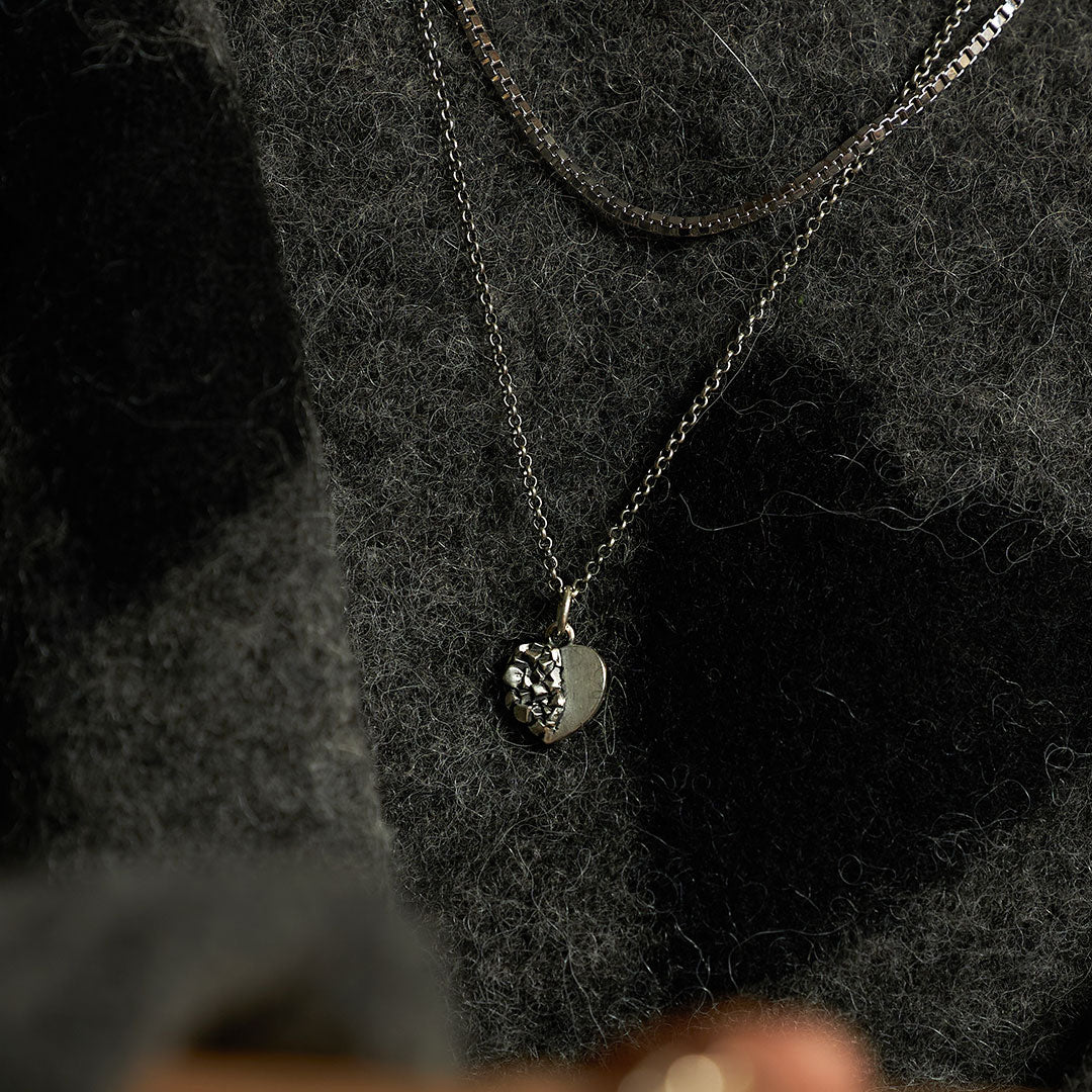 Silver Cubic Heart Necklace - Serge DeNimes