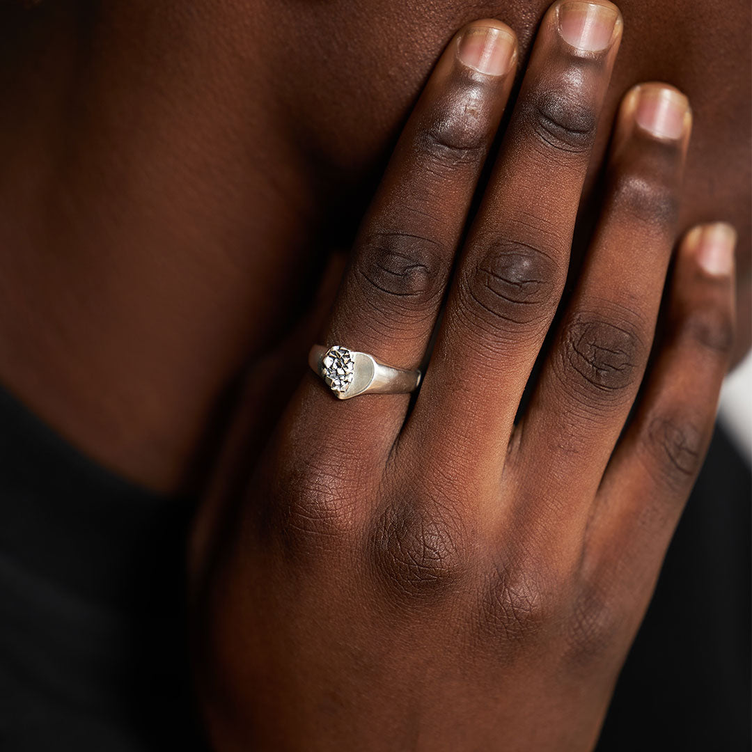 Silver Cubic Heart Ring Silver Cubic Heart Ring - Serge DeNimes