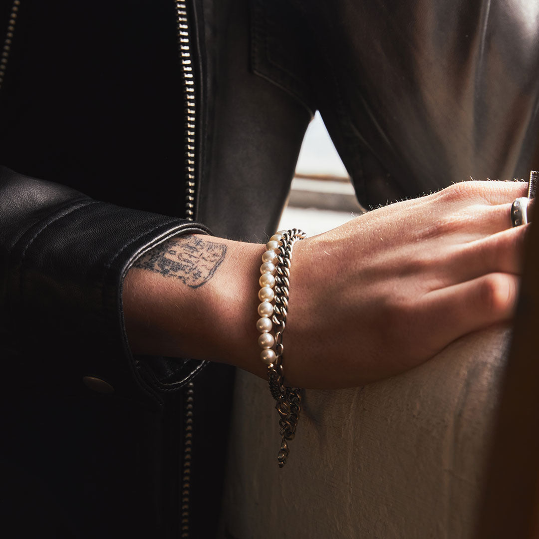 Silver Pearl Chain Bracelet