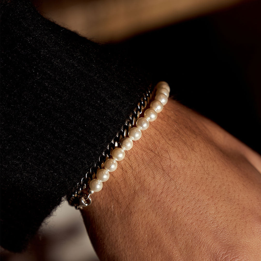 Silver Pearl Chain Bracelet