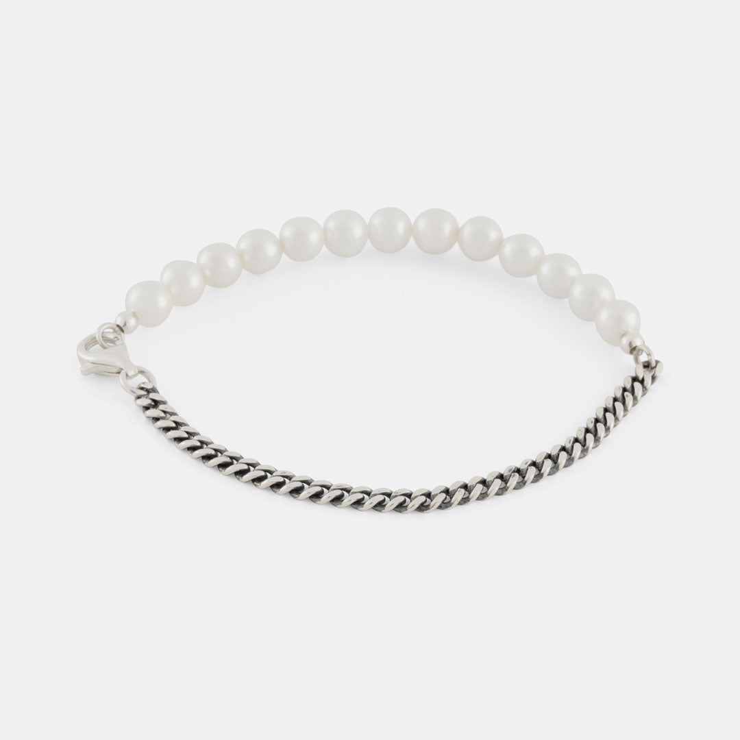 Silver Pearl Chain Bracelet