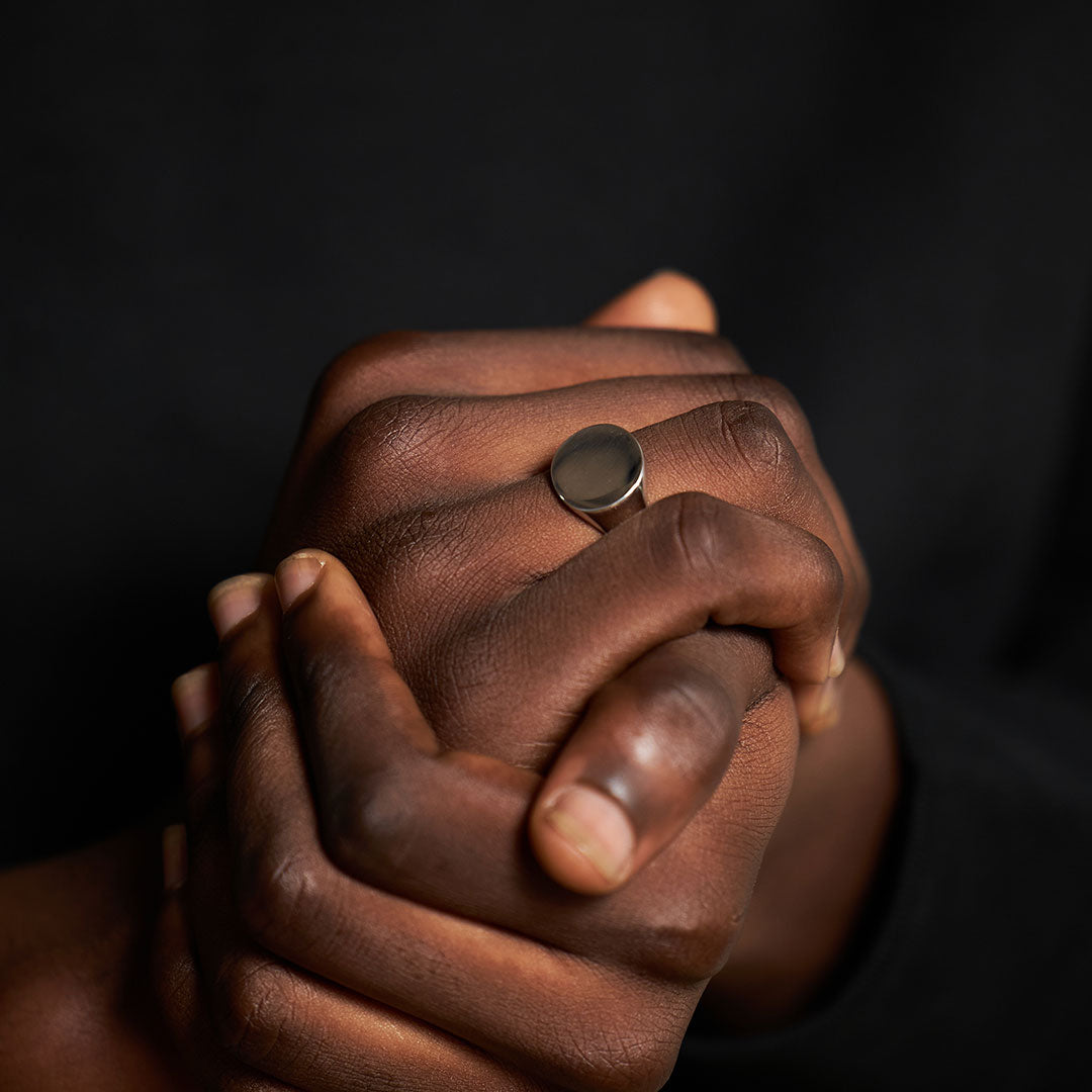 Silver Round Signet Ring