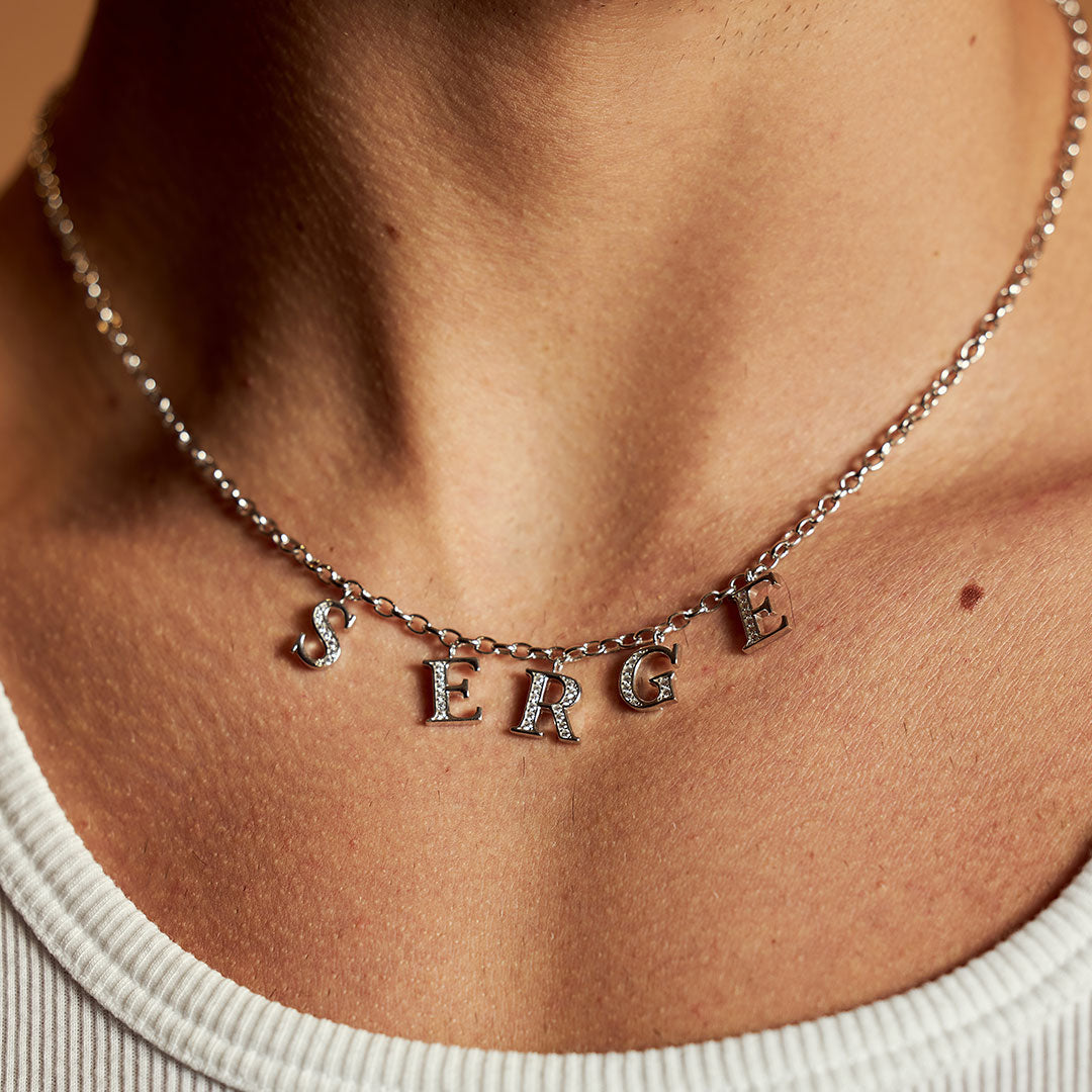 Silver Serge Alphabet Gem Necklace Silver Serge Alphabet Gem Necklace