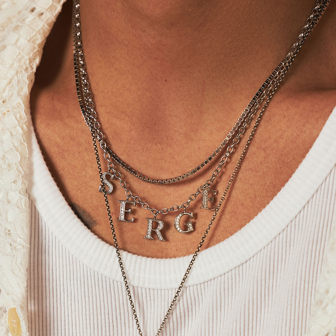 Silver Serge Alphabet Gem Necklace