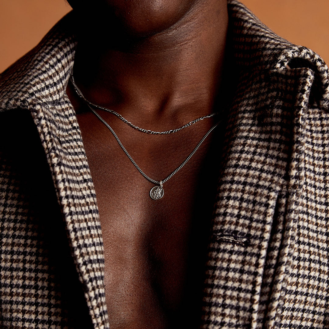 Silver St Christopher Multi Chain Necklace Silver St Christopher Multi Chain Necklace - Serge DeNimes