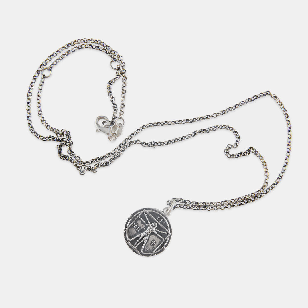 Silver Vitruvian Man Necklace Silver Vitruvian Man Necklace
