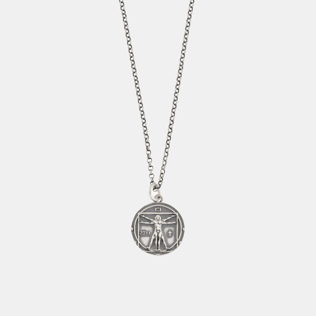 Silver Vitruvian Man Necklace