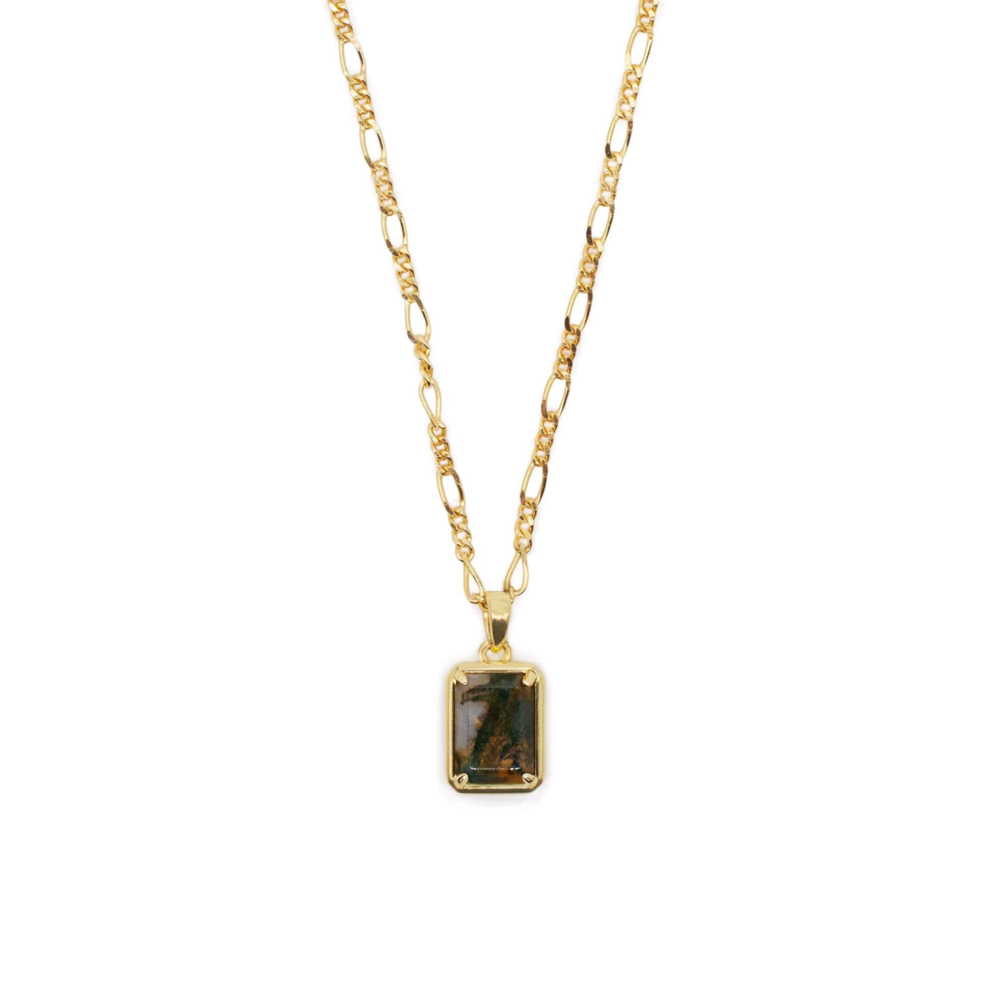 Gold Moss Agate Necklace