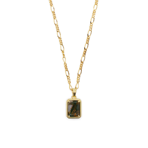Gold Moss Agate Necklace