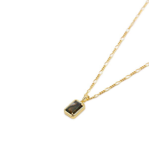 Gold Moss Agate Necklace