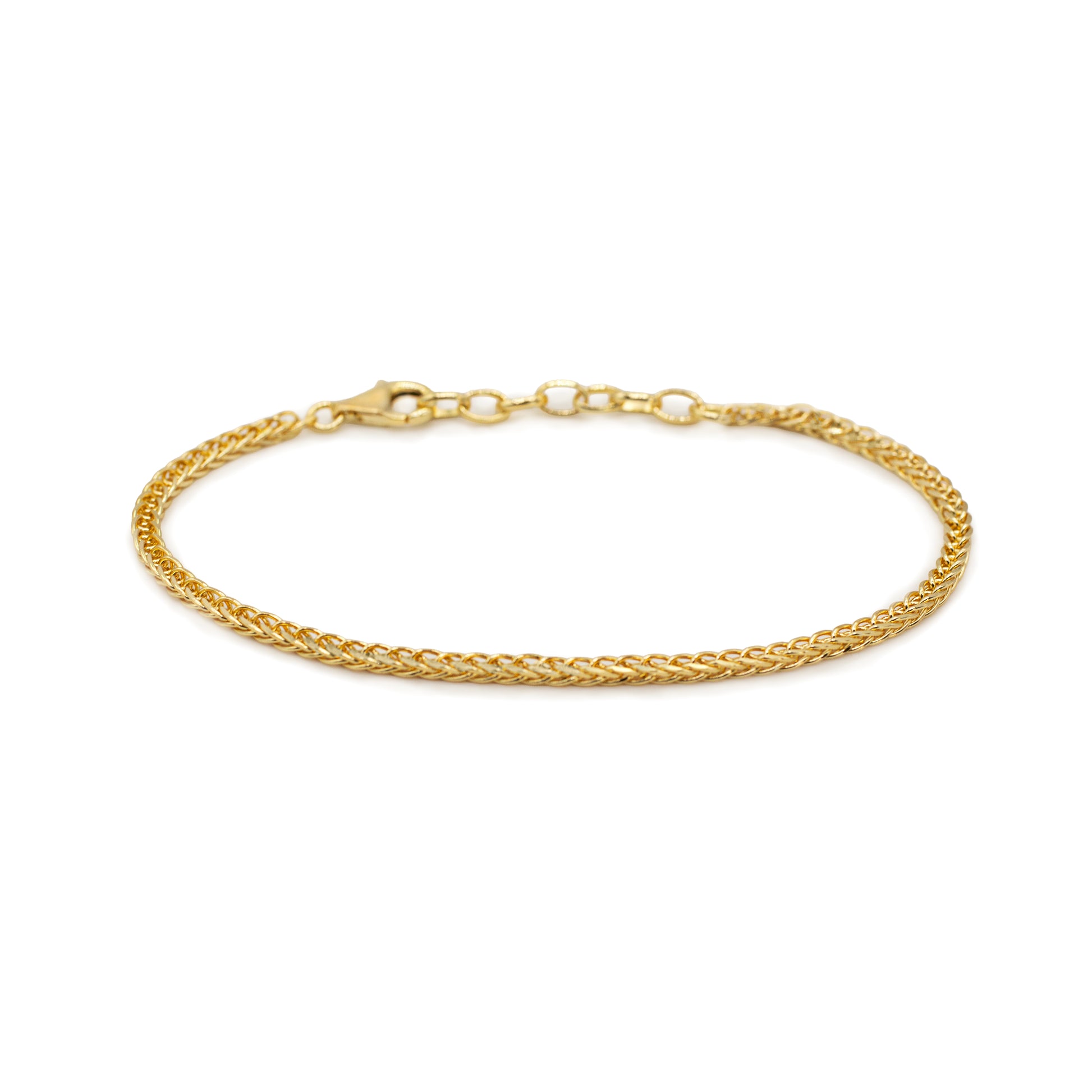 Gold 2.6mm Square Spiga Bracelet