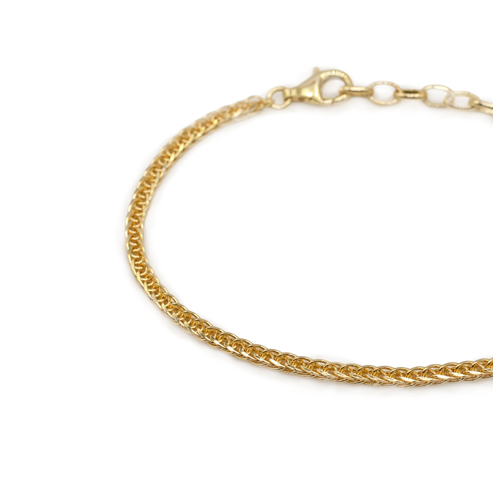 Gold 2.6mm Square Spiga Bracelet