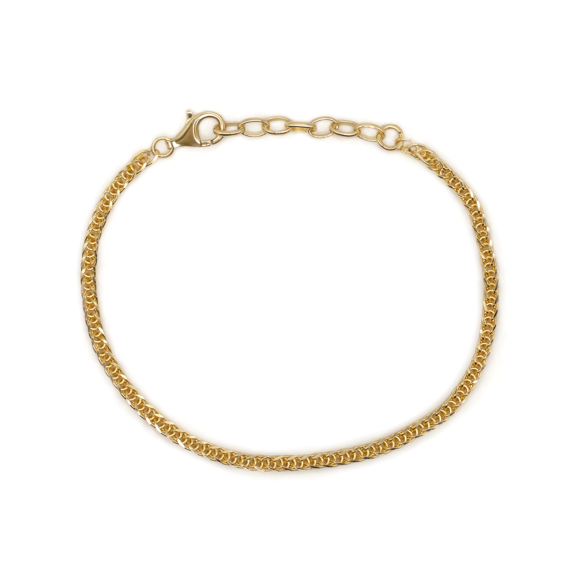 Gold 2.6mm Square Spiga Bracelet