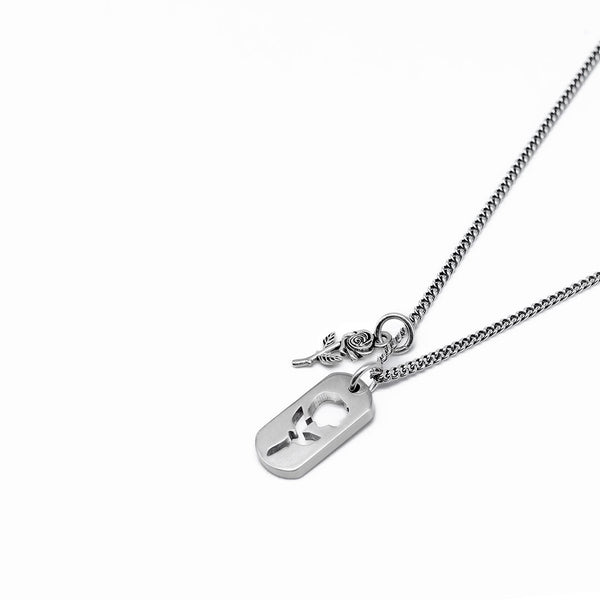 Silver Rose Dog Tag Necklace - Limited Edition