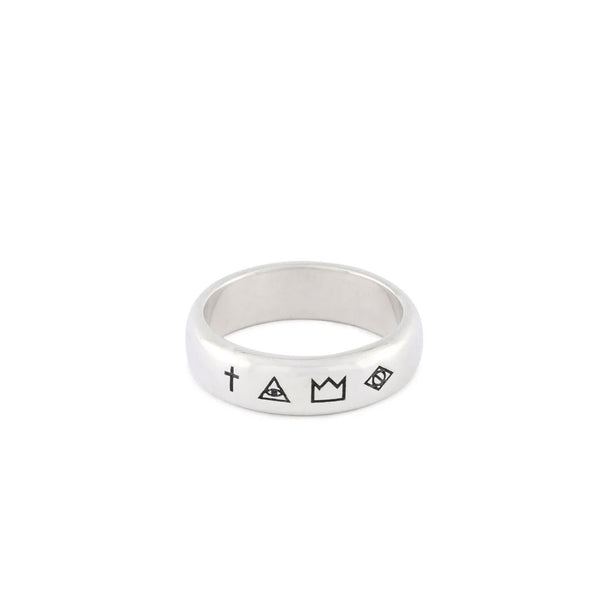 Silver 4 Symbols Ring