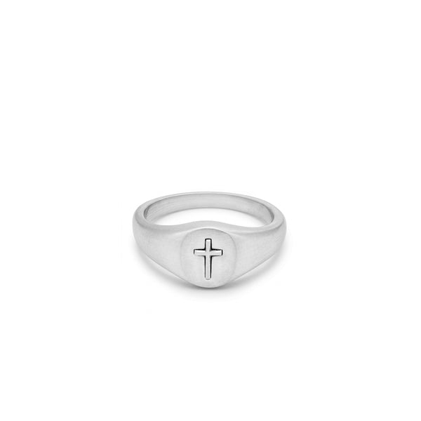 Silver Cross Signet Ring