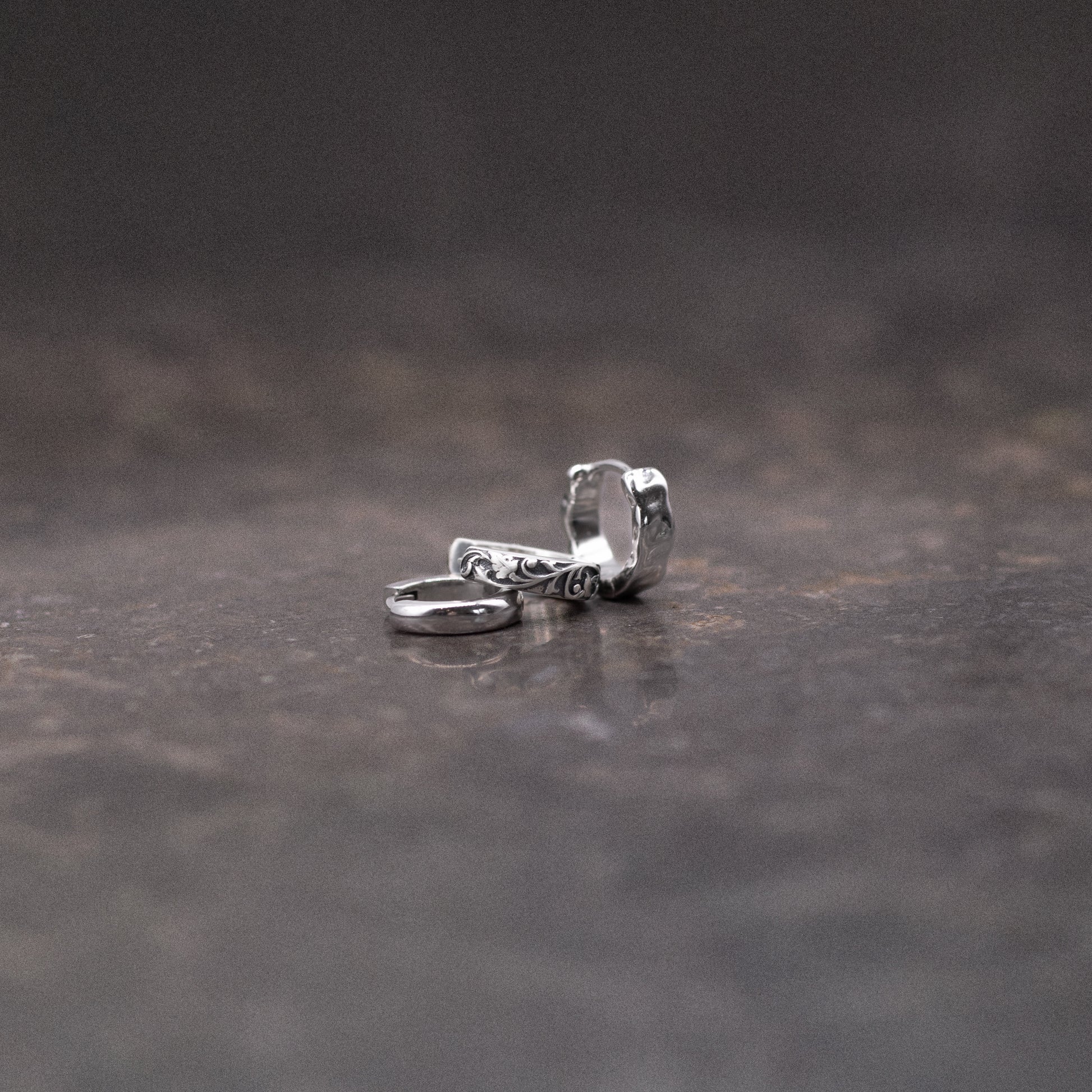 Silver Attrition Hoop Earring