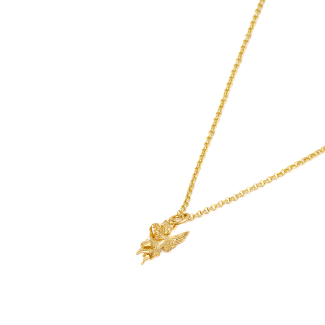 Gold plated Silver necklace with small cherub pendant - Serge DeNimes