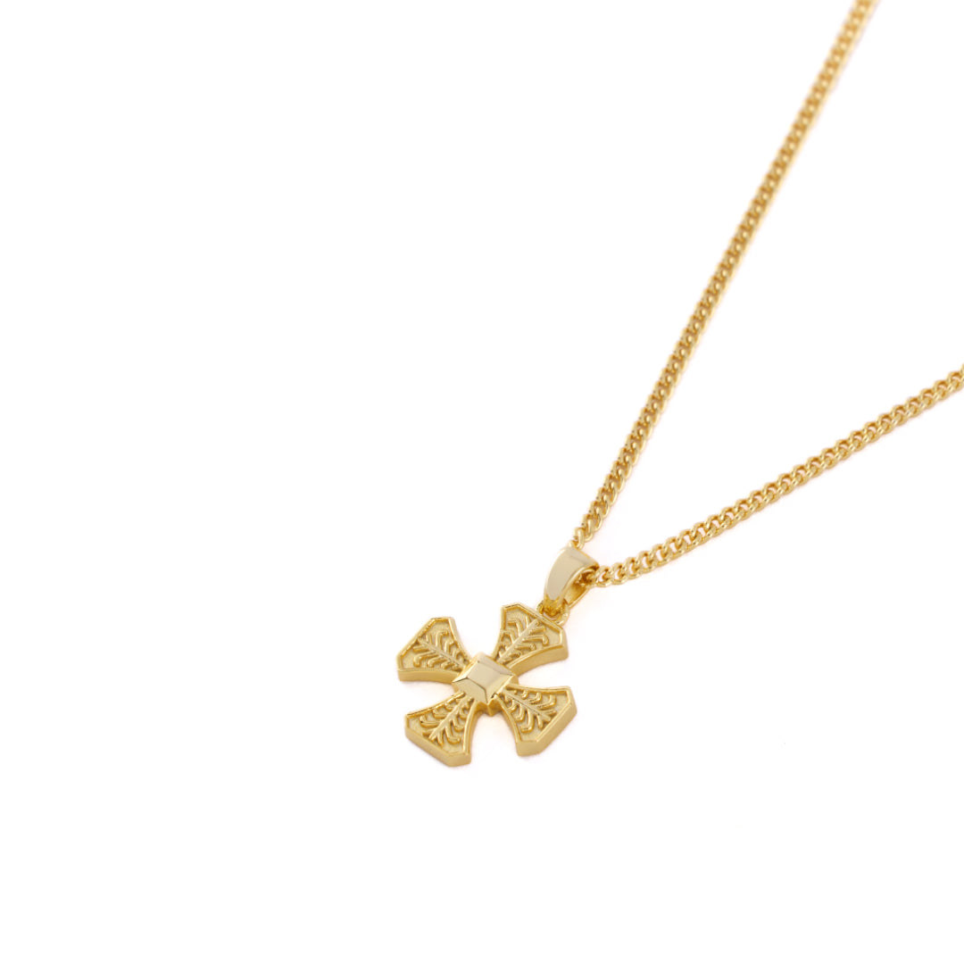 Gold plated Silver curb chain necklace with decorative Cross pendant - Serge DeNimes