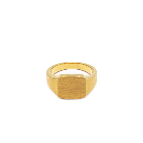 Gold Brushed Cushion Ring