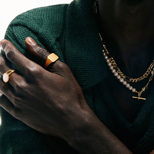 Gold Brushed Cushion Ring - Serge DeNimes