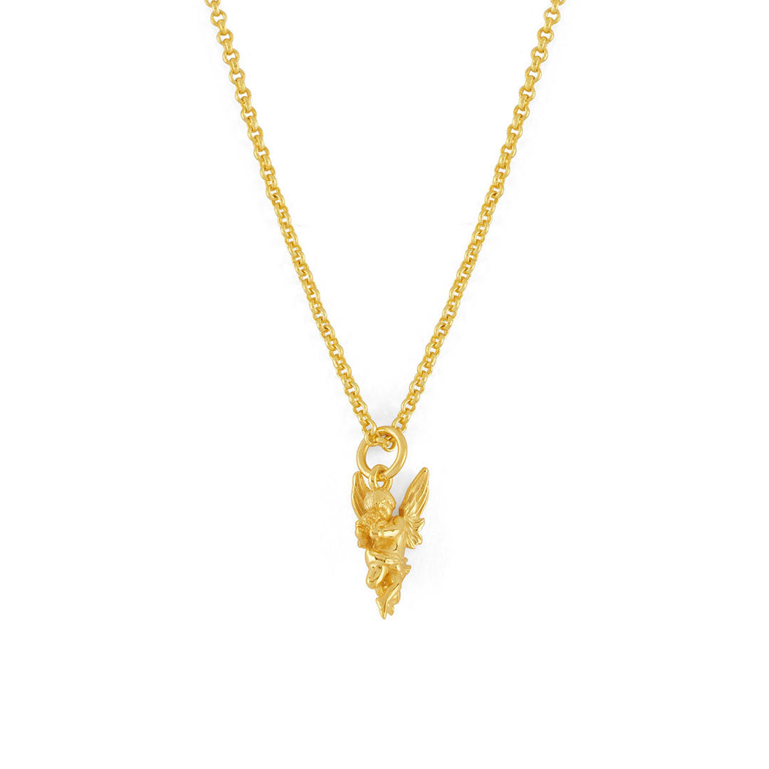 Gold plated Silver necklace with small cherub pendant - Serge DeNimes