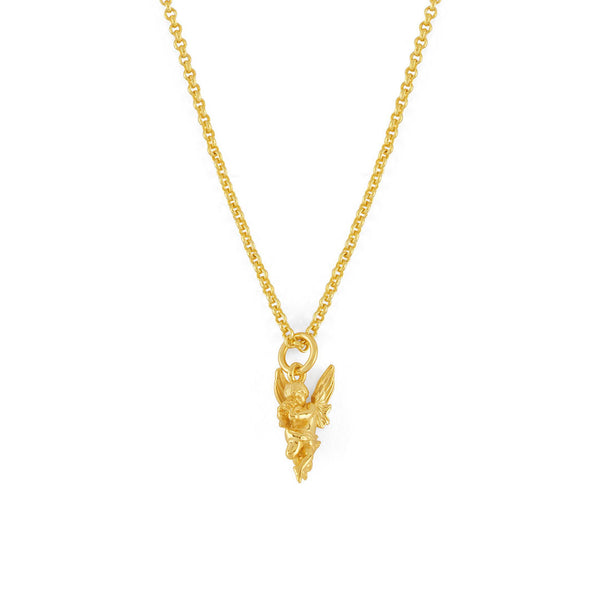 Gold plated Silver necklace with small cherub pendant - Serge DeNimes