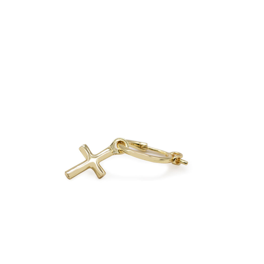 Gold Cross Pendant Earring