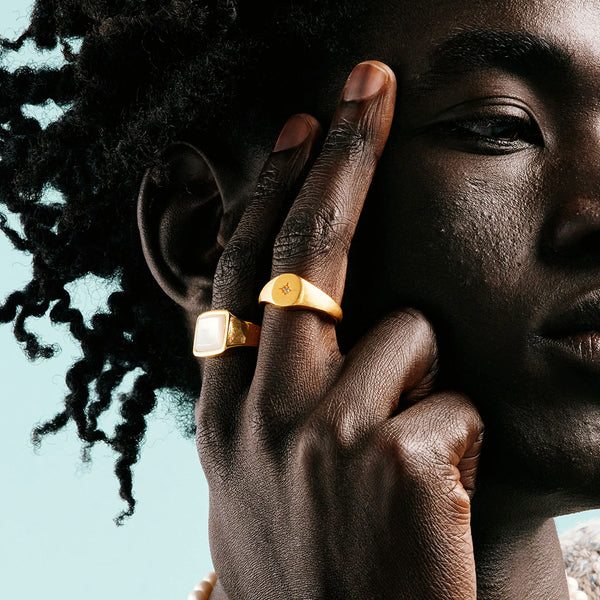 Gold Diamond Signet Ring - Serge DeNimes