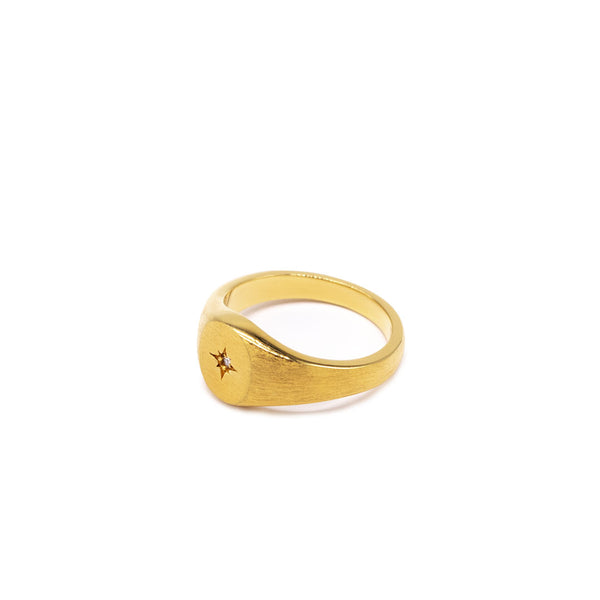 Gold Diamond Signet Ring
