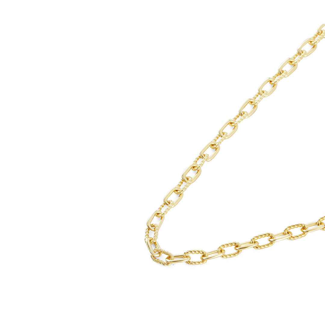 Gold Dynasty Gold plated silver neck chain with alternating plain and twisted oval links - Serge DeNimesChain - Serge DeNimes