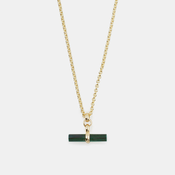 Gold Malachite T-Bar Necklace
