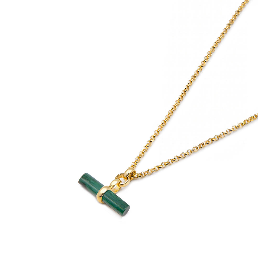 Gold Malachite T-Bar Necklace - Serge DeNimes