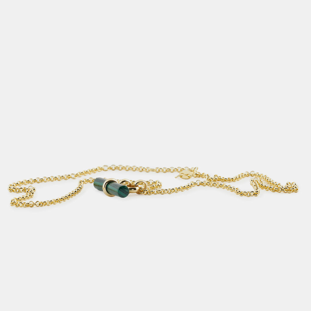 Gold Malachite T-Bar Necklace