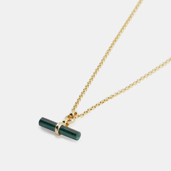 Gold Malachite T-Bar Necklace