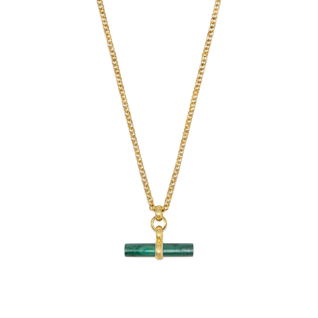 Gold Malachite T-Bar Necklace - Serge DeNimes