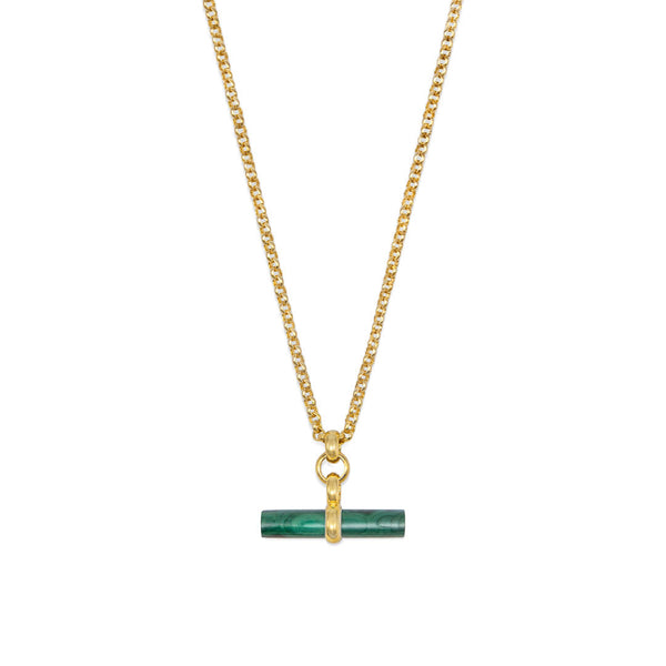 Gold Malachite T-Bar Necklace - Serge DeNimes