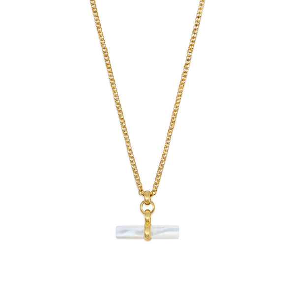 Gold Mother Of Pearl T-Bar Necklace - Serge DeNimes