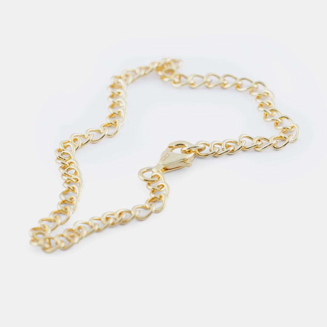 Gold Open Link Curb Chain Bracelet